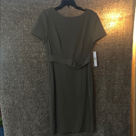Calvin Klein Olive Belted Midi Dress - Picture 1 of 6